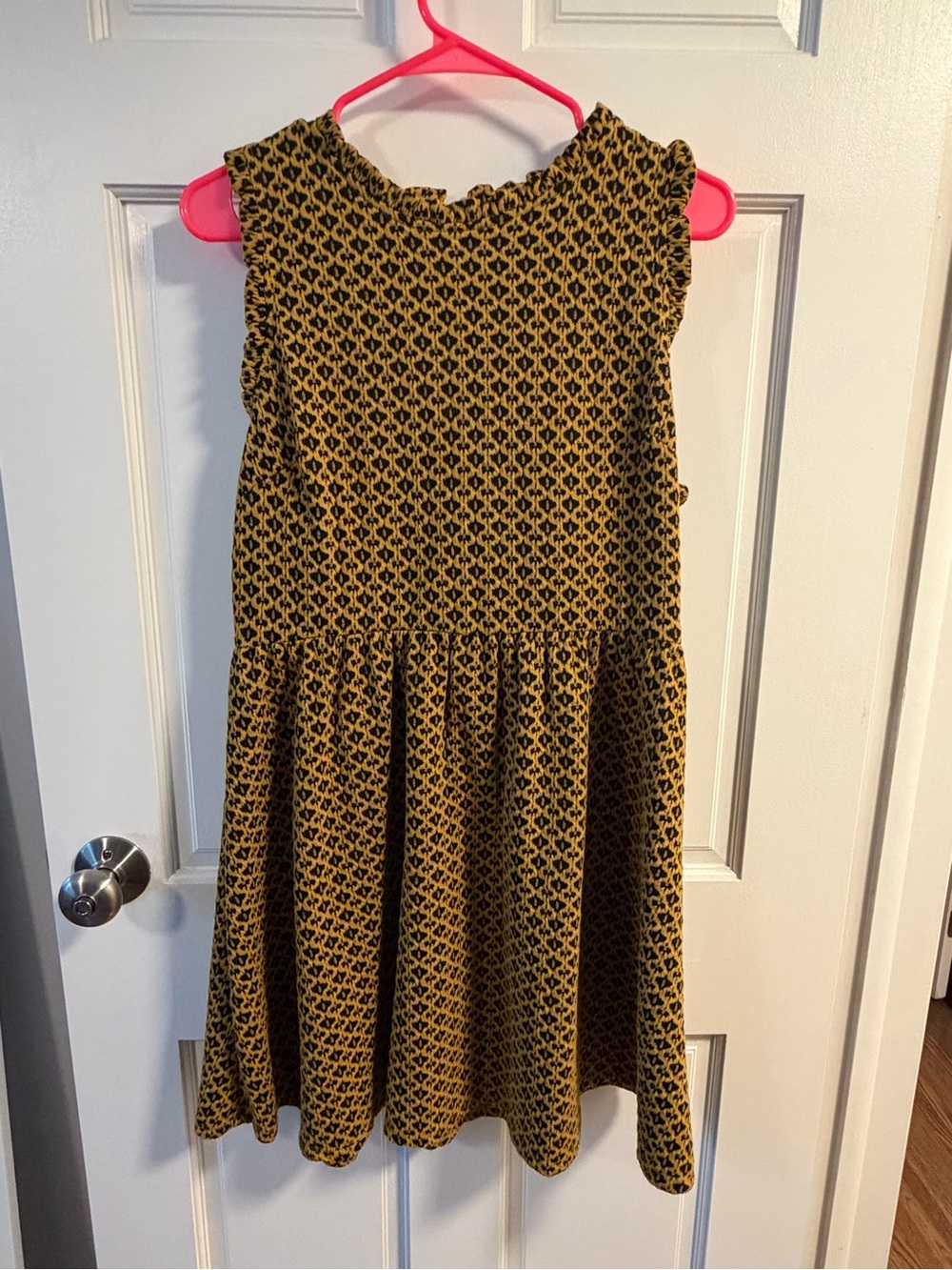 Mustard Floral Print Sleeveless Dress